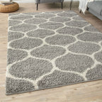 Grey Trellis Shaggy Rug