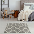 Grey Trellis Shaggy Rug