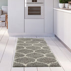 Grey Trellis Shaggy Rug