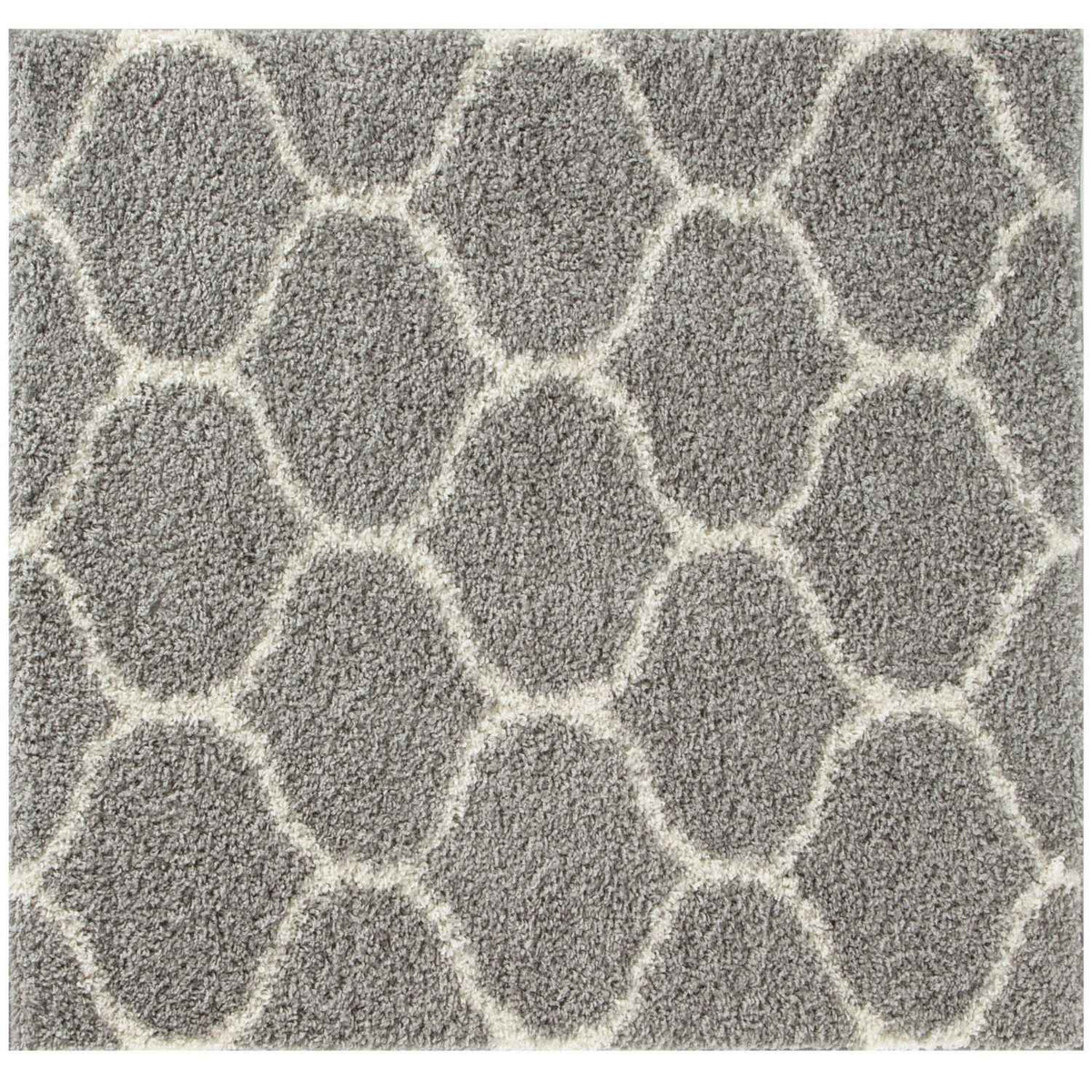 Grey Trellis Shaggy Rug 120X120 cm