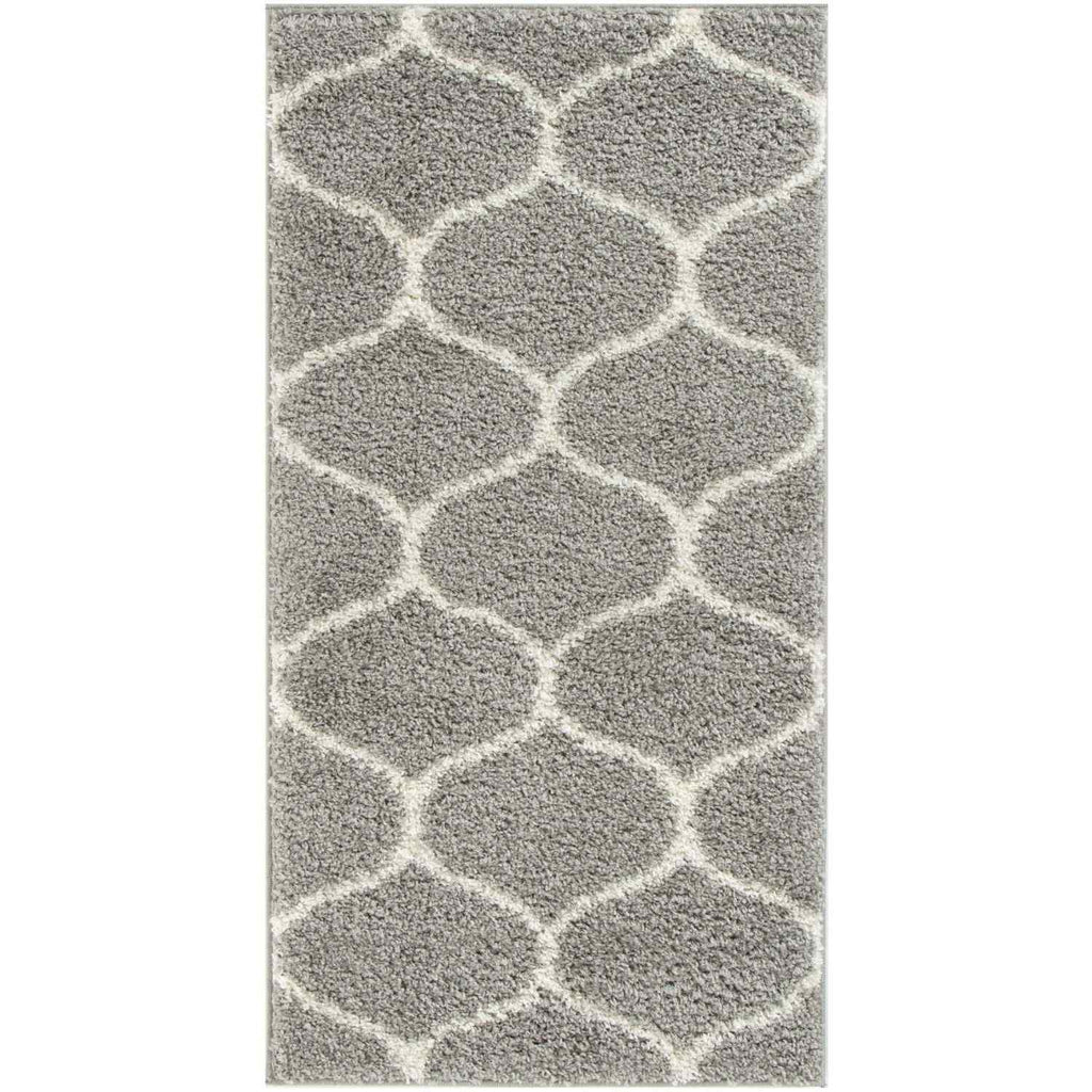 Grey Trellis Shaggy Rug
