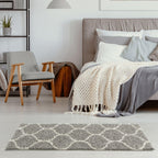 Grey Trellis Shaggy Rug