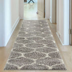 Grey Trellis Shaggy Rug