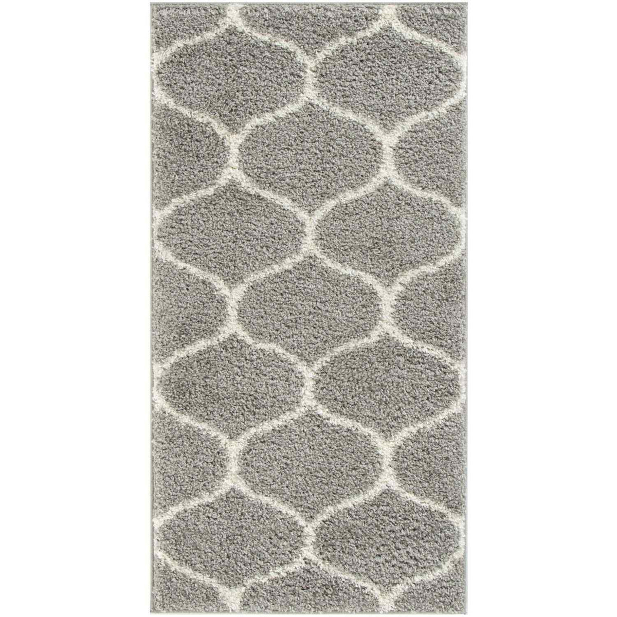 Grey Trellis Shaggy Rug