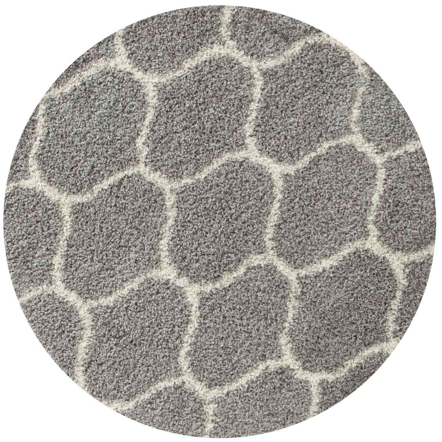 Grey Trellis Shaggy Rug Ø 120 cm