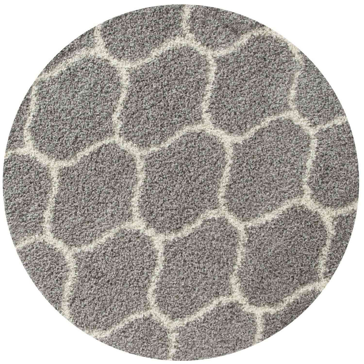 Grey Trellis Shaggy Rug Ø 120 cm