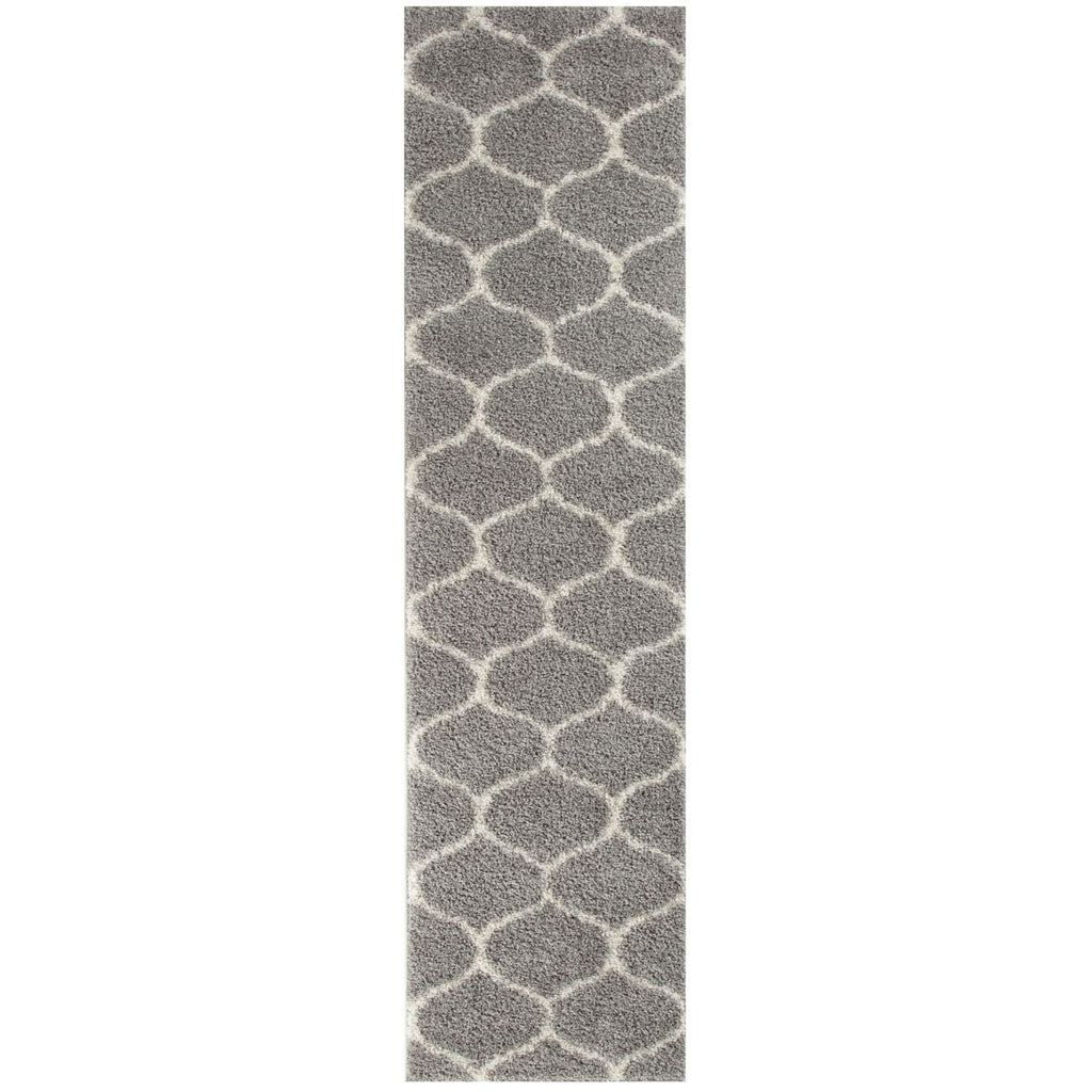 Grey Trellis Shaggy Rug 80X300 cm