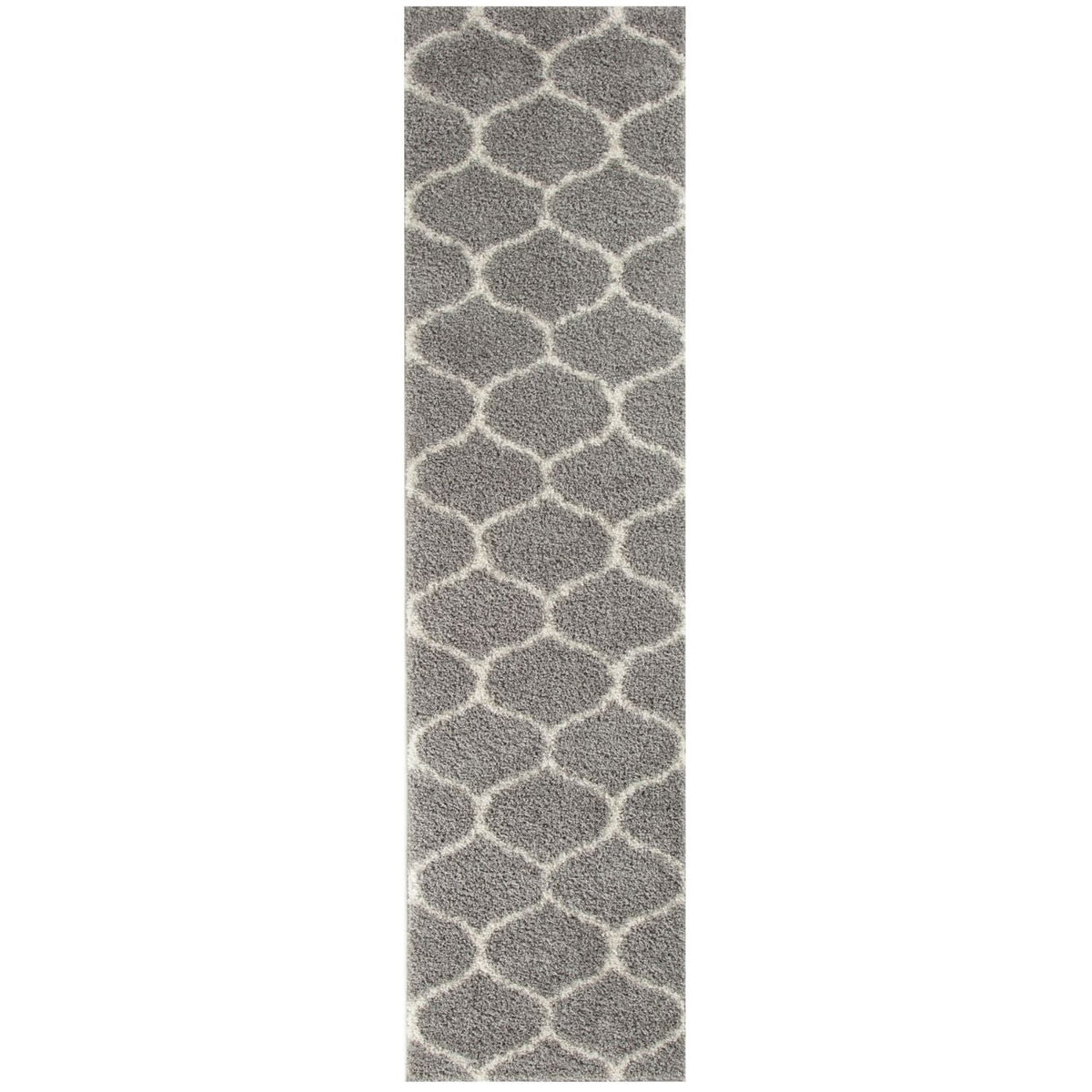 Grey Trellis Shaggy Rug 80X300 cm