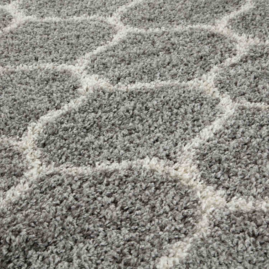 Grey Trellis Shaggy Rug