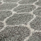 Grey Trellis Shaggy Rug