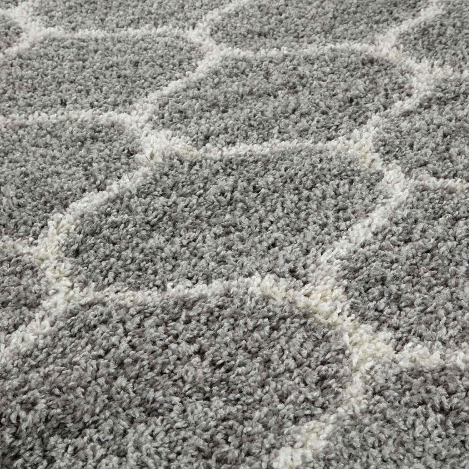 Grey Trellis Shaggy Rug