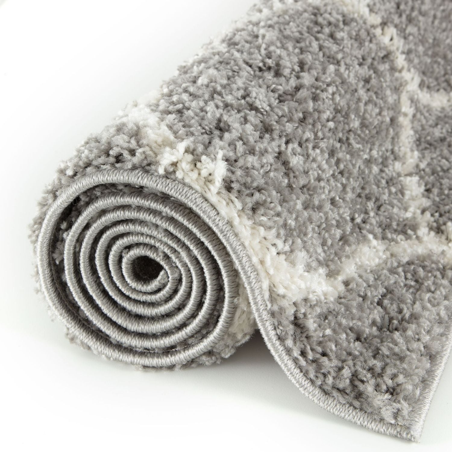 Grey Trellis Shaggy Rug