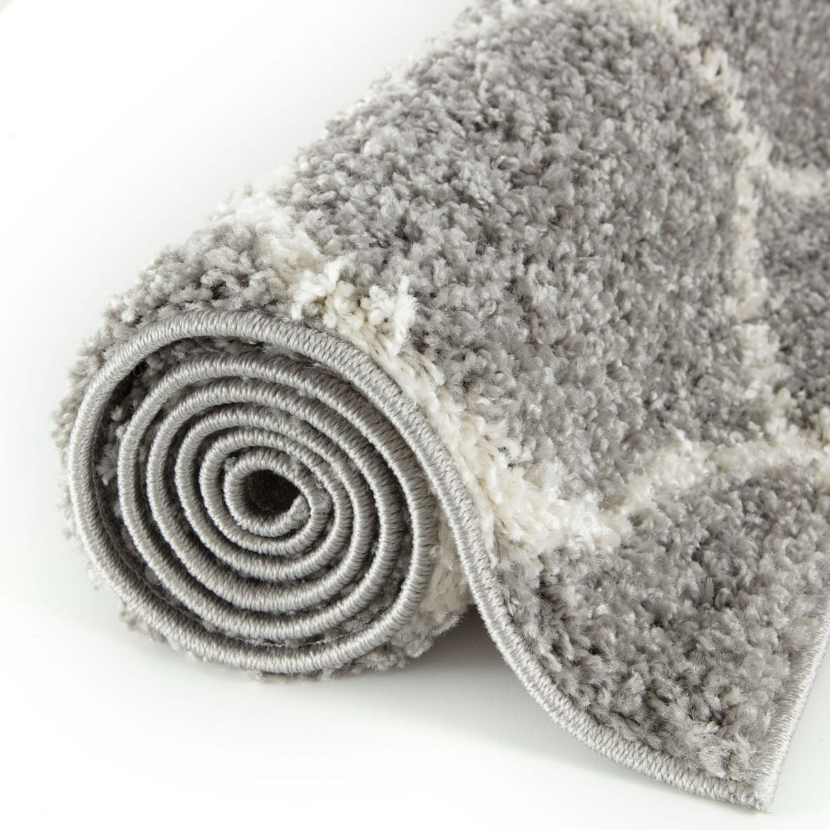 Grey Trellis Shaggy Rug