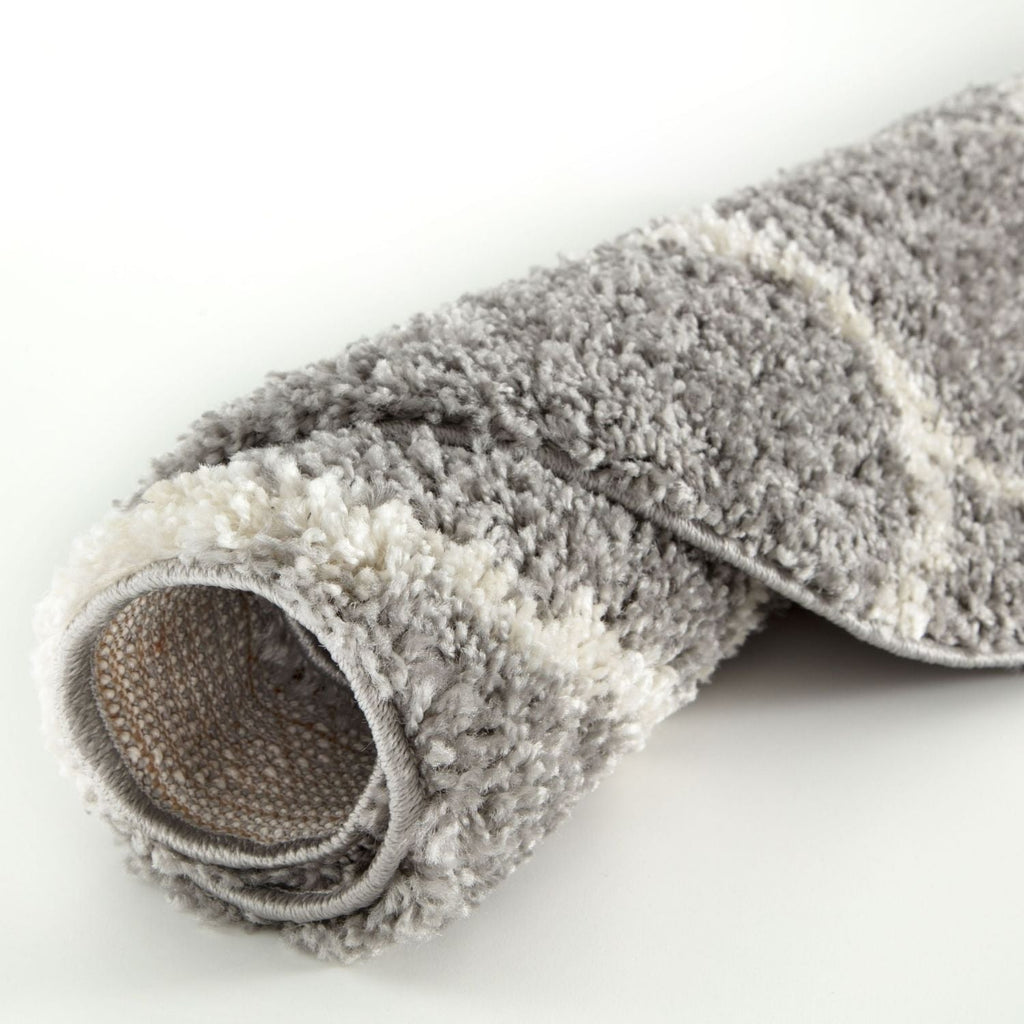 Grey Trellis Shaggy Rug