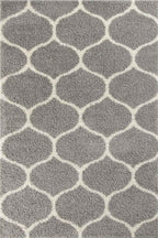 Grey Trellis Shaggy Rug