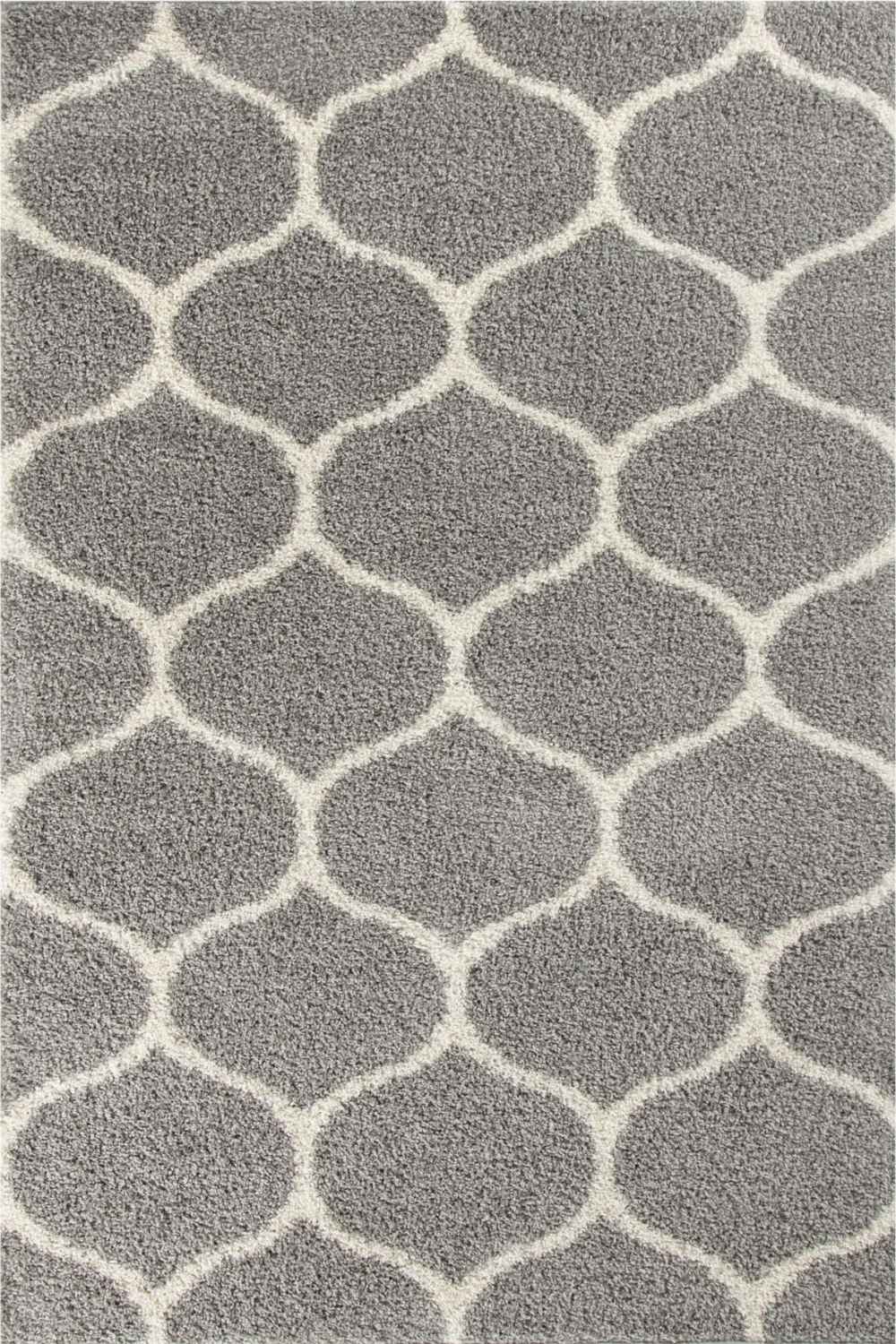 Grey Trellis Shaggy Rug