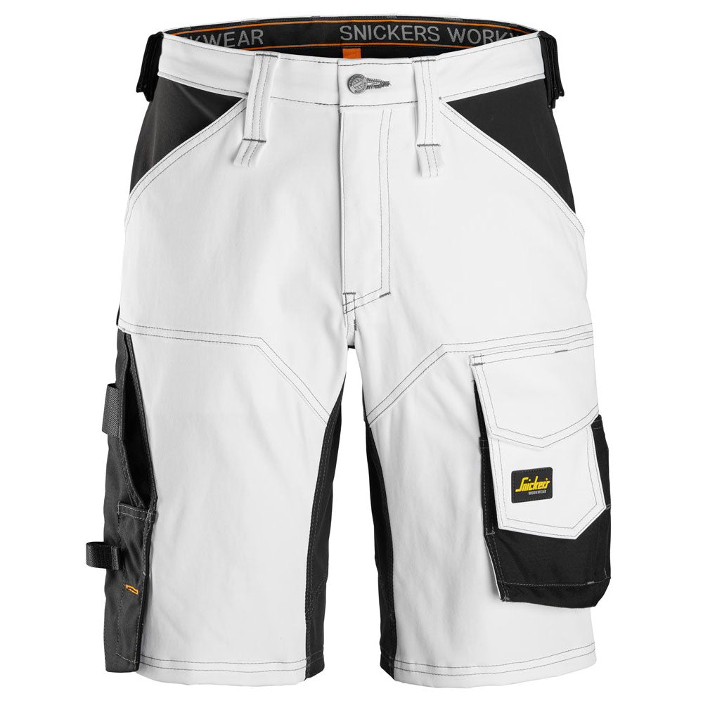 Snickers 6153 AllroundWork, Stretch Loose Fit Work Shorts White Black