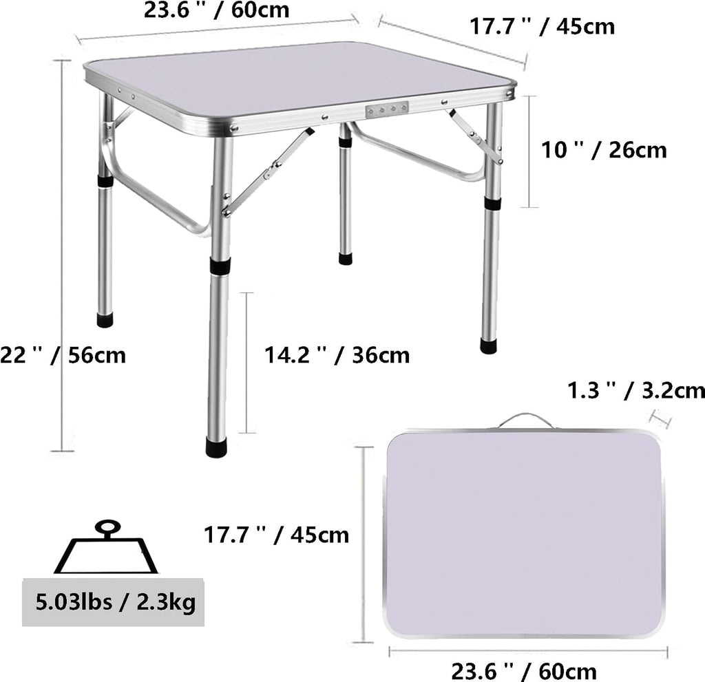 Adjustable Height Folding Table | Aluminium & MDF | 9 Size Options | Indoor & Outdoor