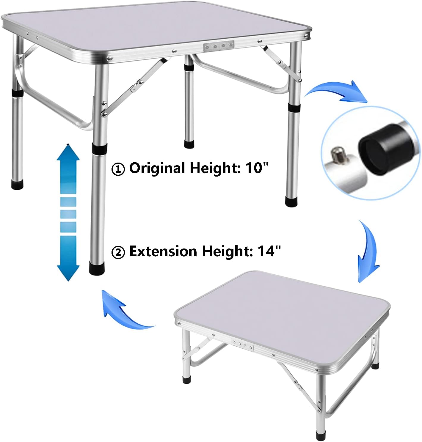 Adjustable Height Folding Table | Aluminium & MDF | 9 Size Options | Indoor & Outdoor