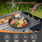 Cast Iron Pan Serving Pan Frying Pan Casserole 13.8 inch Pre-Seasoned BBQ Grill Pan for Gas Grill, Charcoal Grill Frying Pan, Pizza Pan, Oven