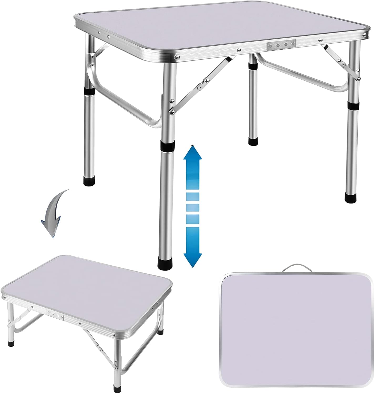 Adjustable Height Folding Table | Aluminium & MDF | 9 Size Options | Indoor & Outdoor