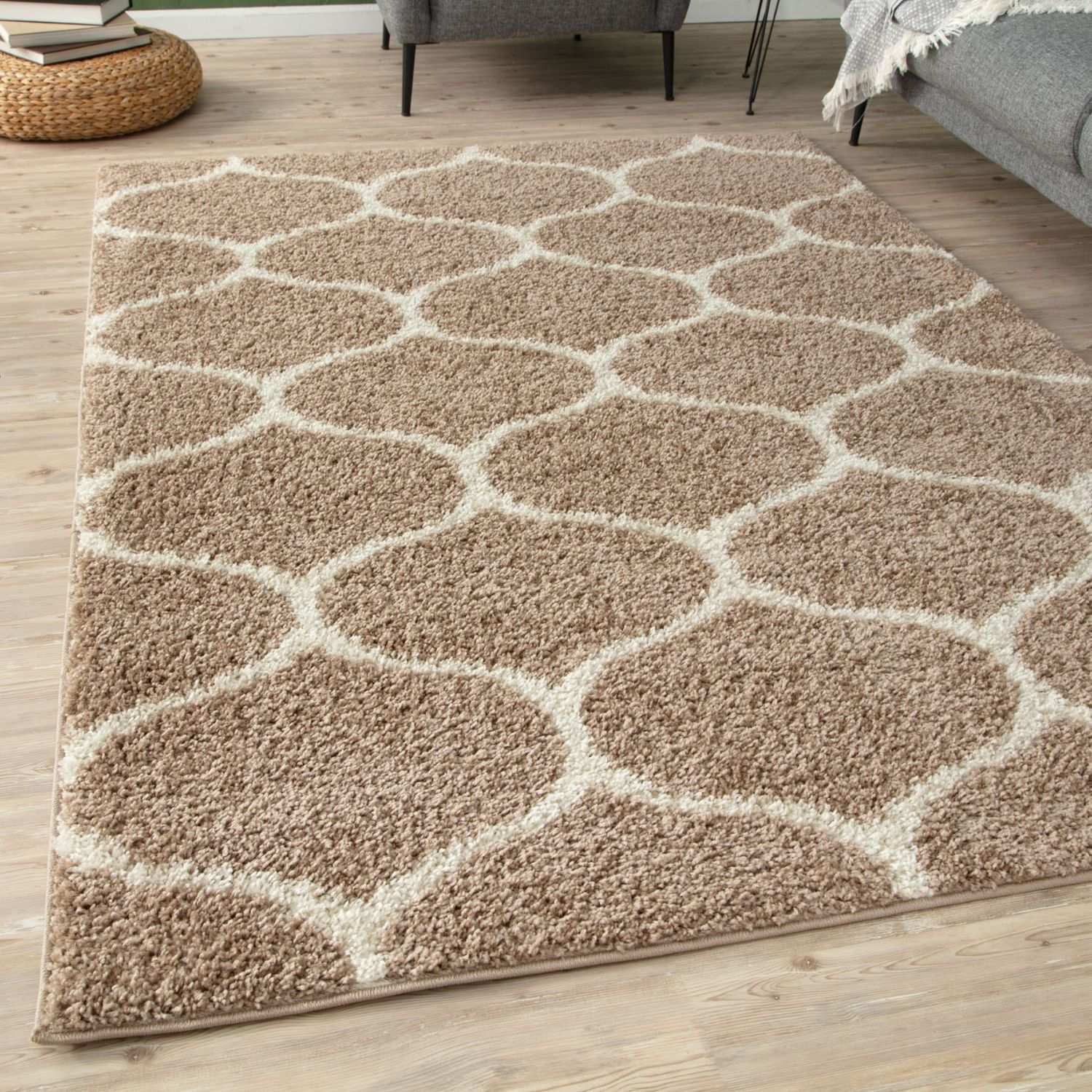 Moroccan Beige Shaggy Rug