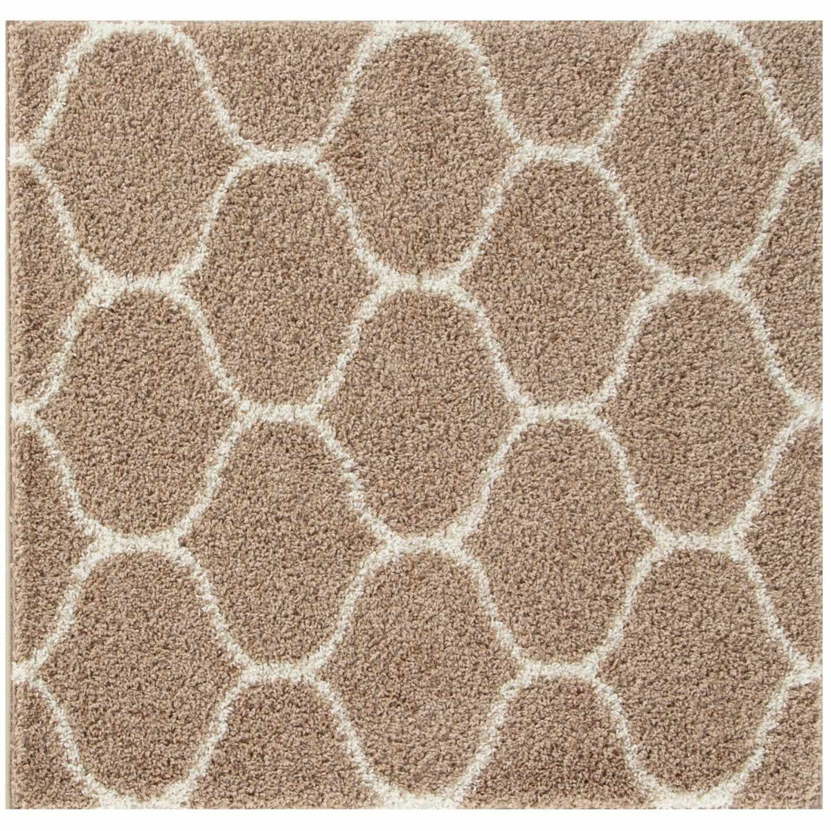 Moroccan Beige Shaggy Rug 120X120 cm