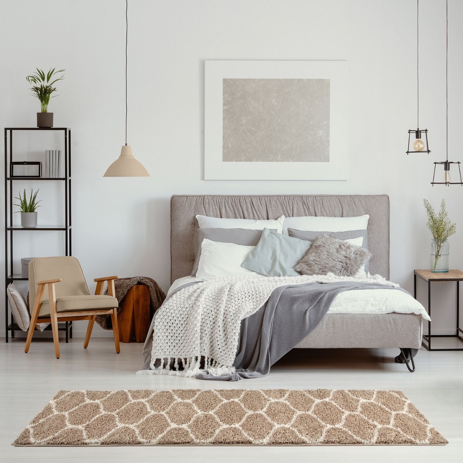 Moroccan Beige Shaggy Rug