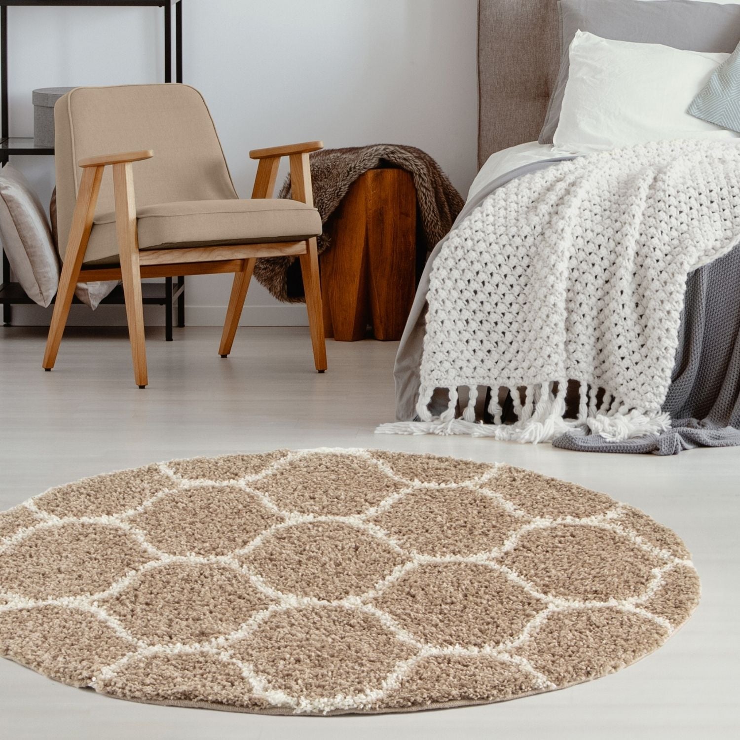 Moroccan Beige Shaggy Rug