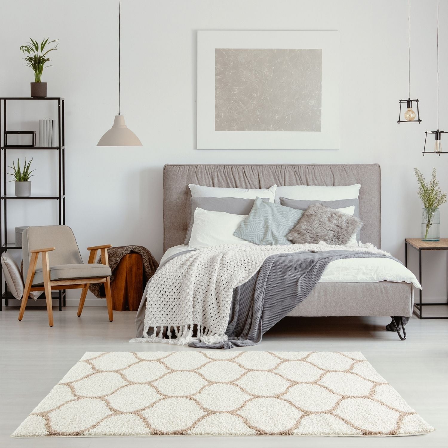 Moroccan Ivory Shaggy Rug