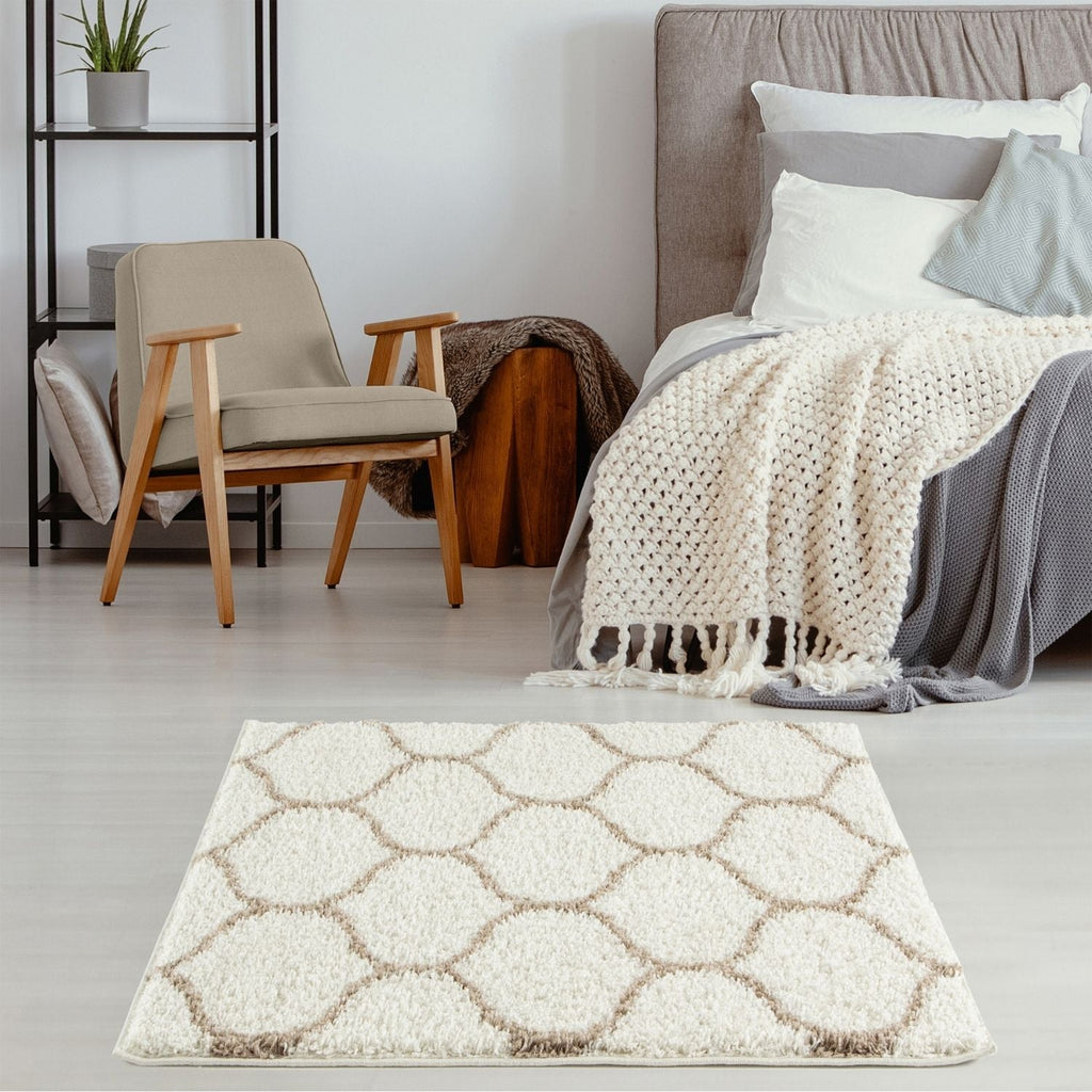 Moroccan Ivory Shaggy Rug
