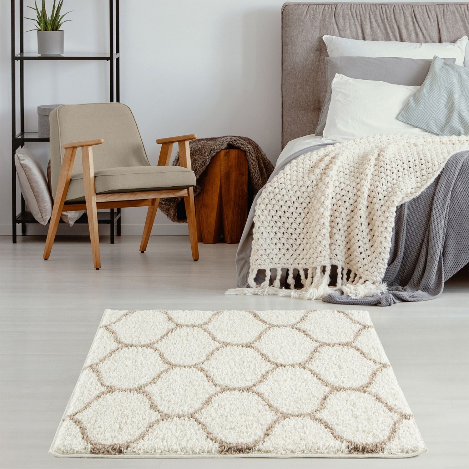 Moroccan Ivory Shaggy Rug