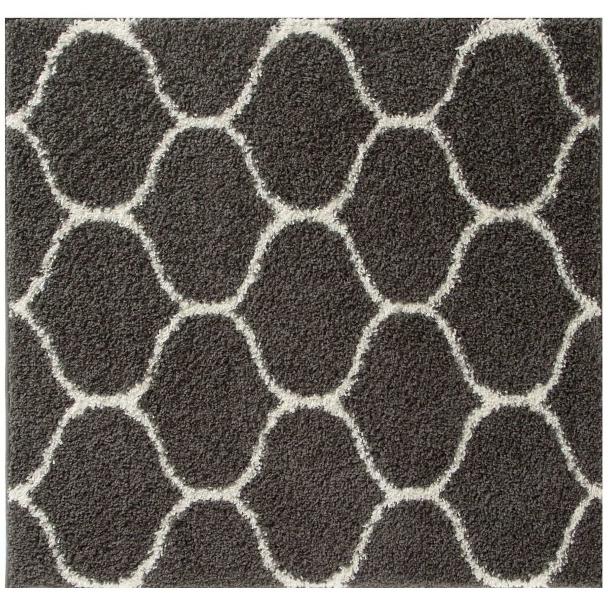 Moroccan Dark Grey Shaggy Rug 120X120 cm