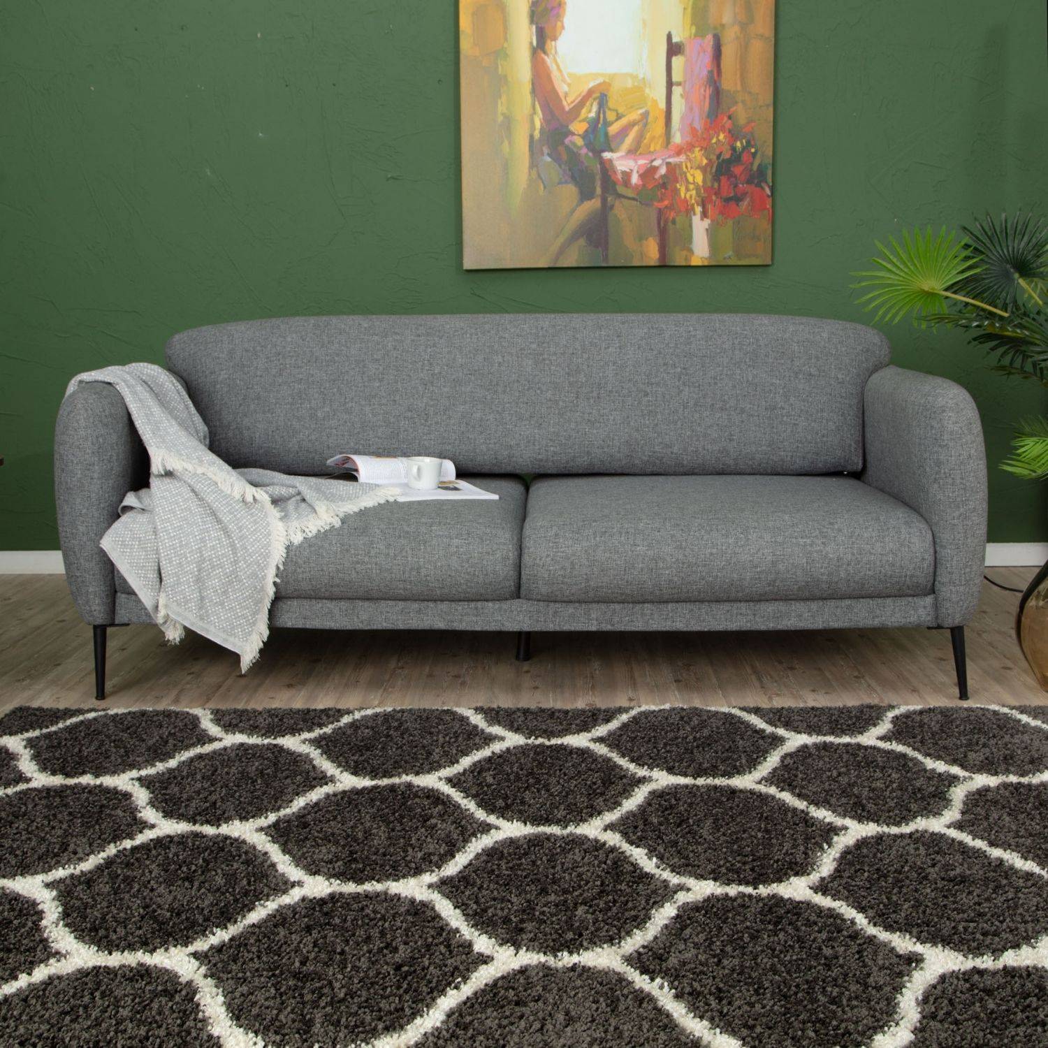 Moroccan Dark Grey Shaggy Rug