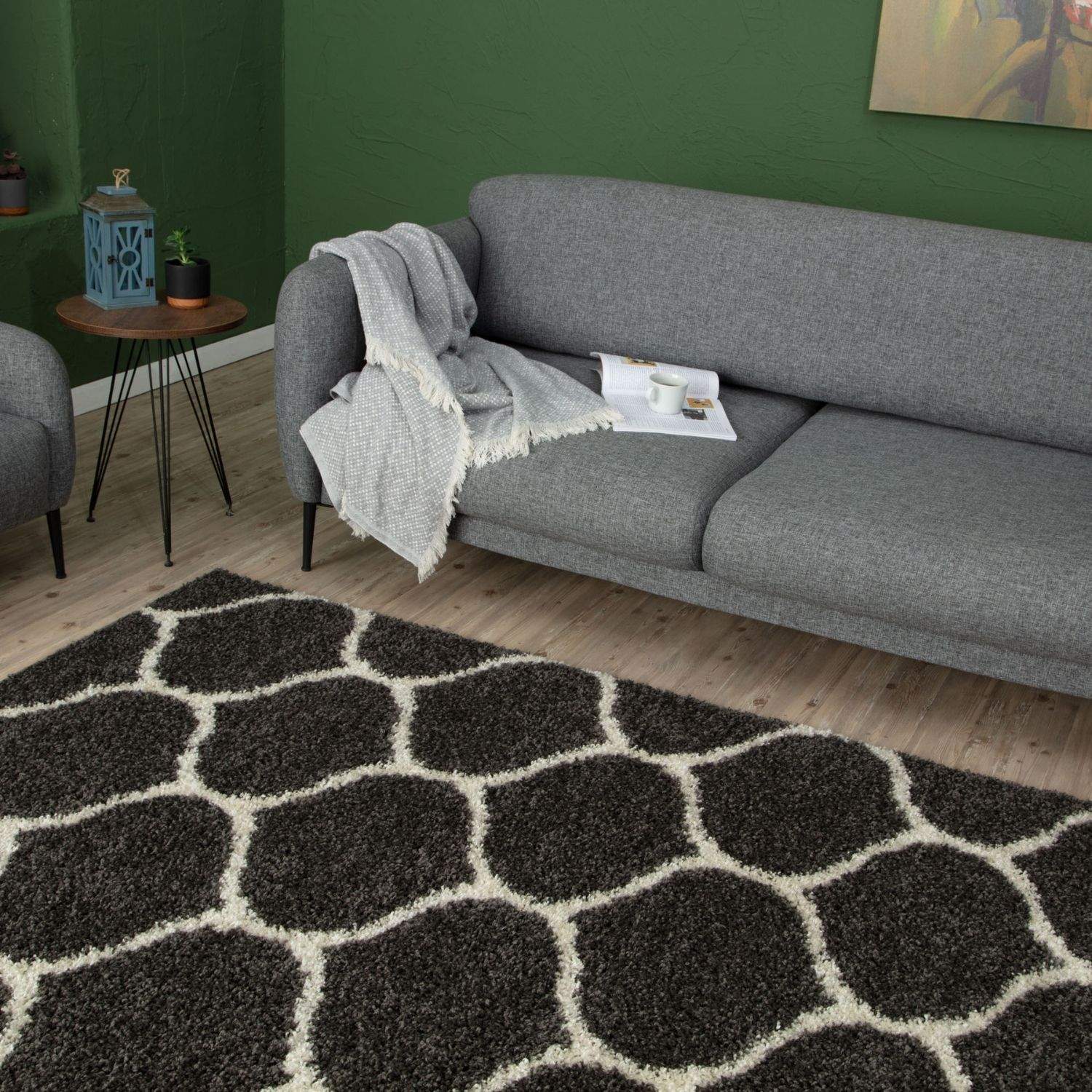 Moroccan Dark Grey Shaggy Rug