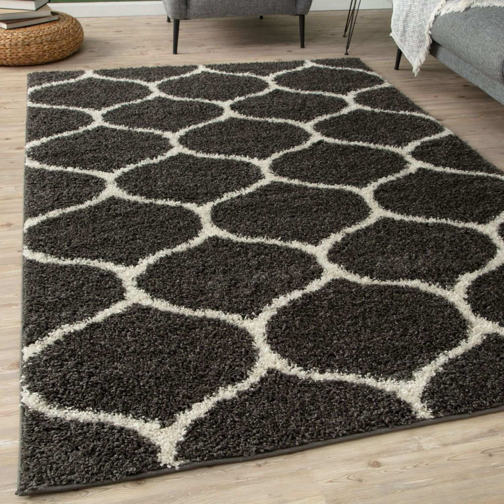 Moroccan Dark Grey Shaggy Rug