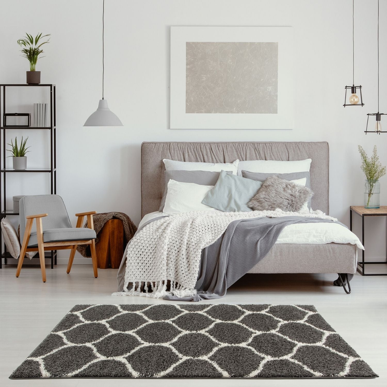 Moroccan Dark Grey Shaggy Rug