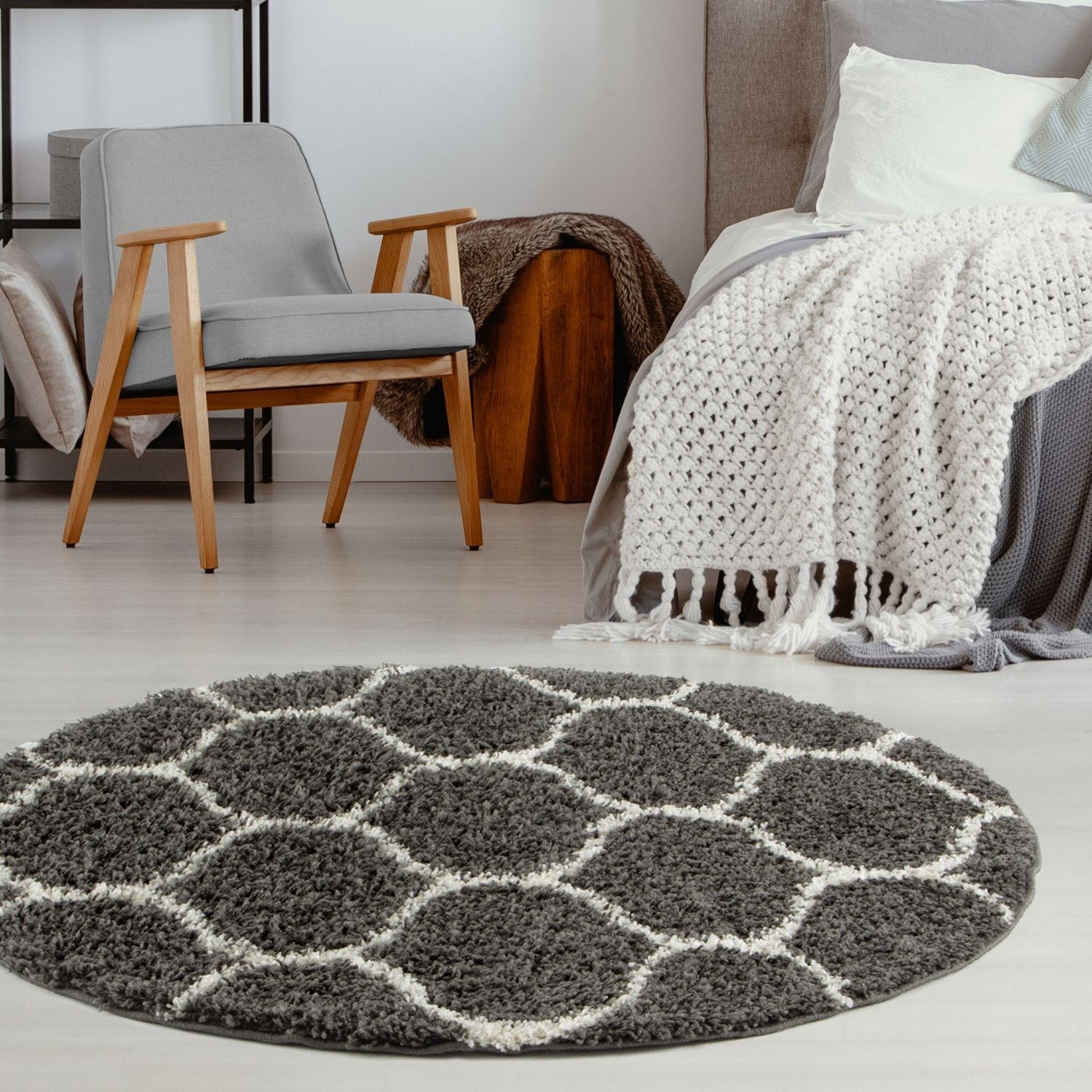 Moroccan Dark Grey Shaggy Rug