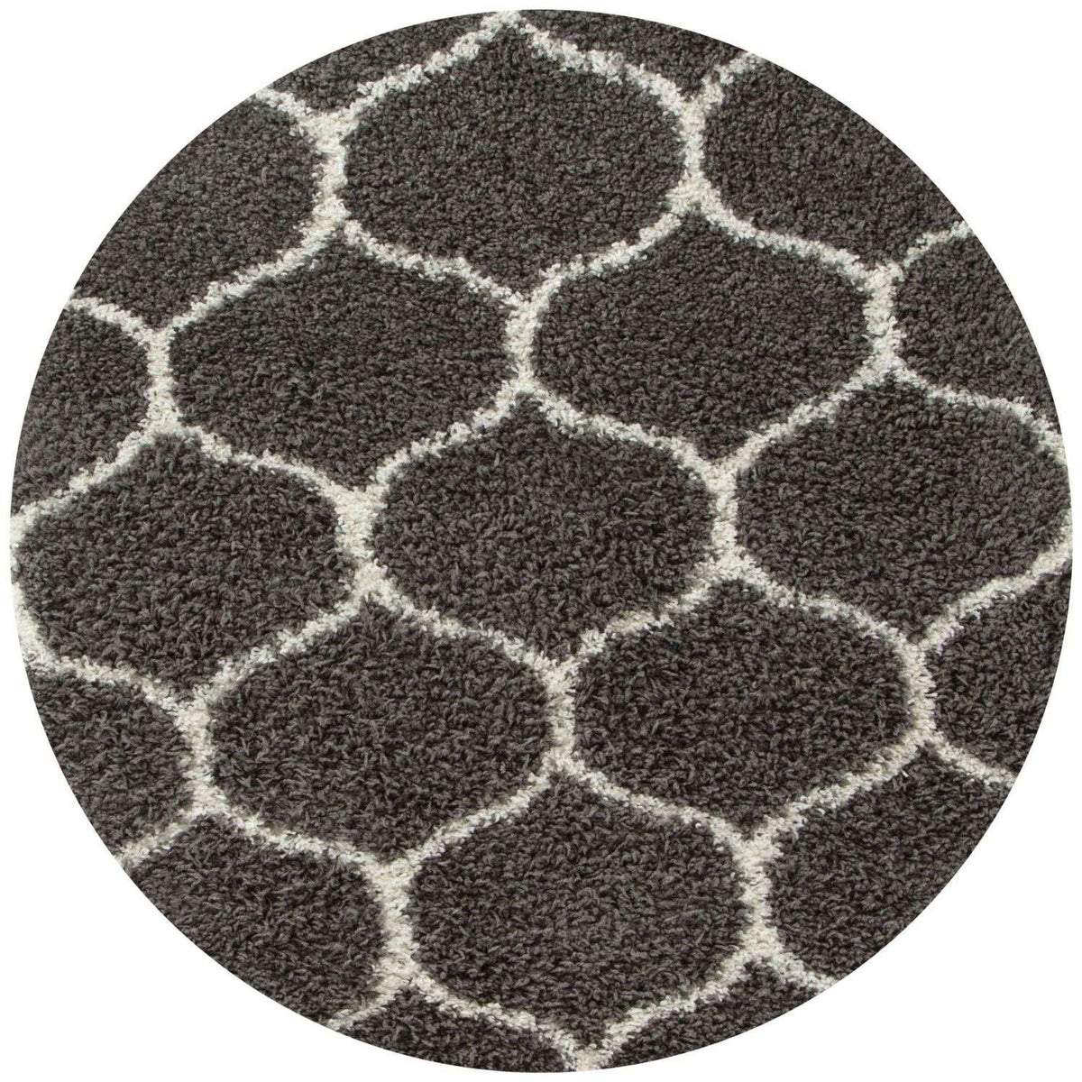 Moroccan Dark Grey Shaggy Rug Ø 120 cm