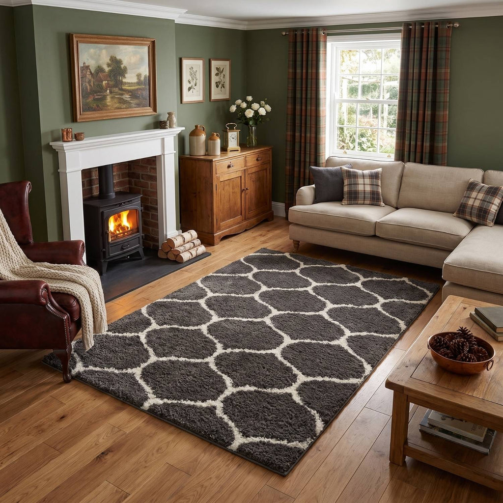 Moroccan Dark Grey Shaggy Rug