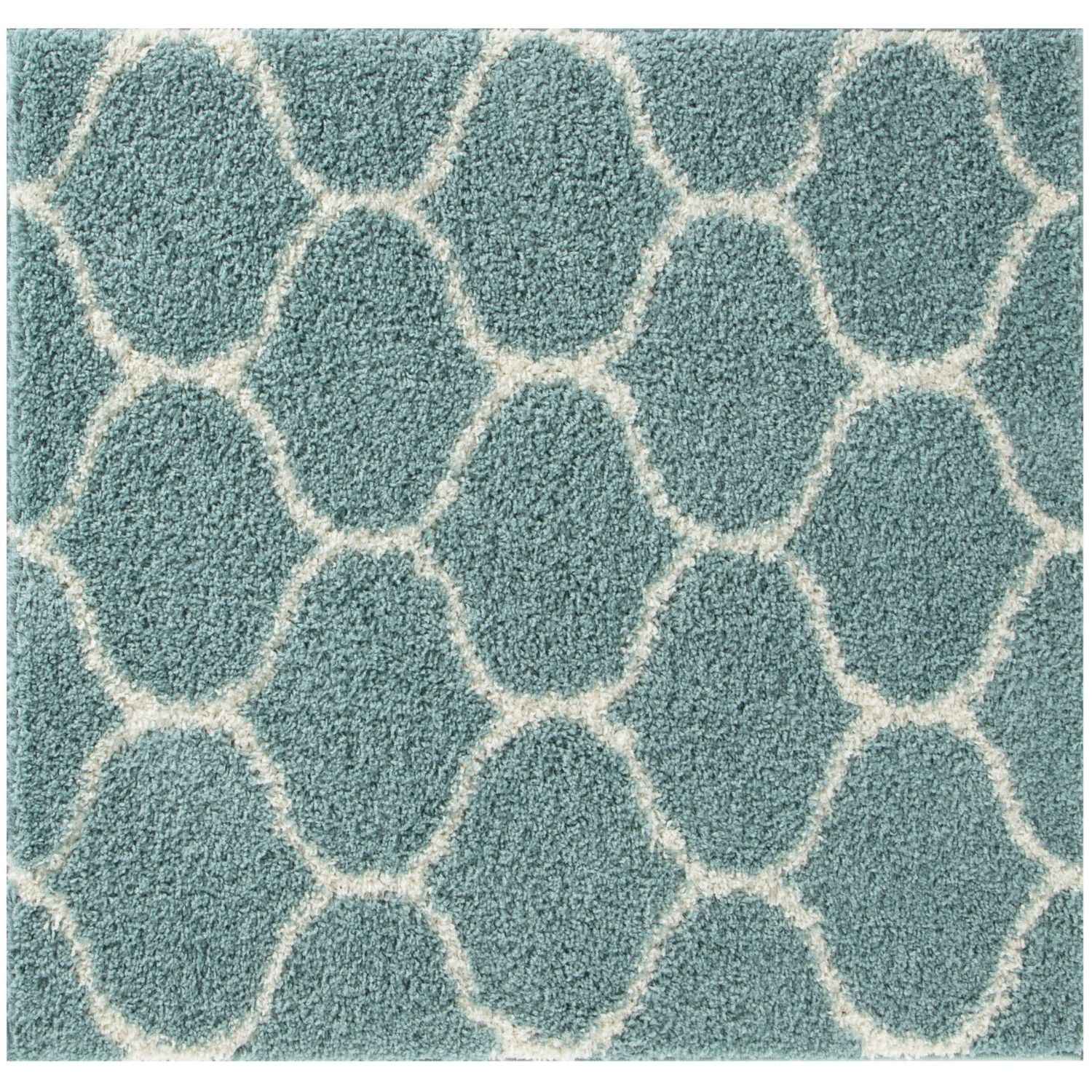 Moroccan Duck Egg Blue Shaggy Rug 120X120 cm