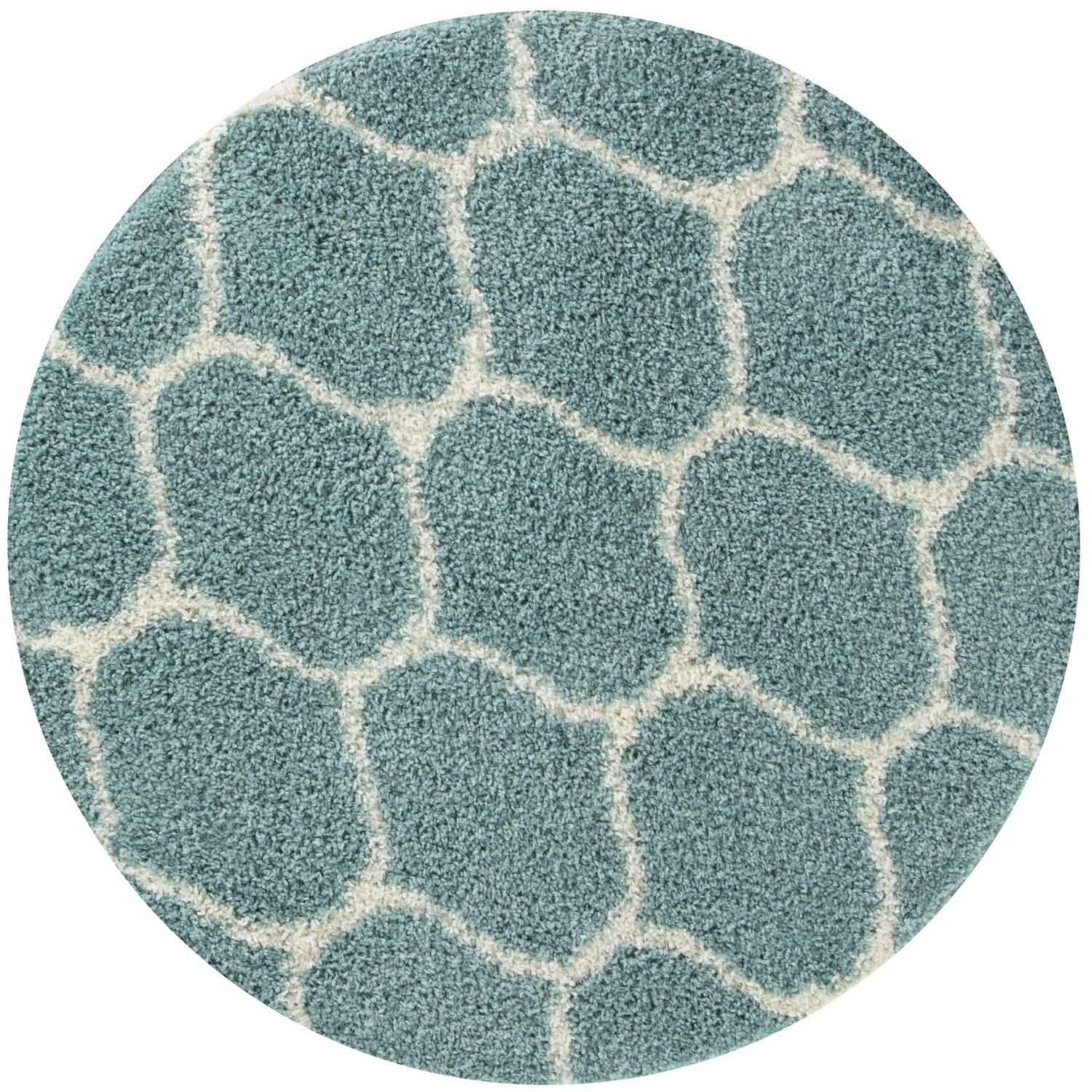 Moroccan Duck Egg Blue Shaggy Rug Ø 120 cm