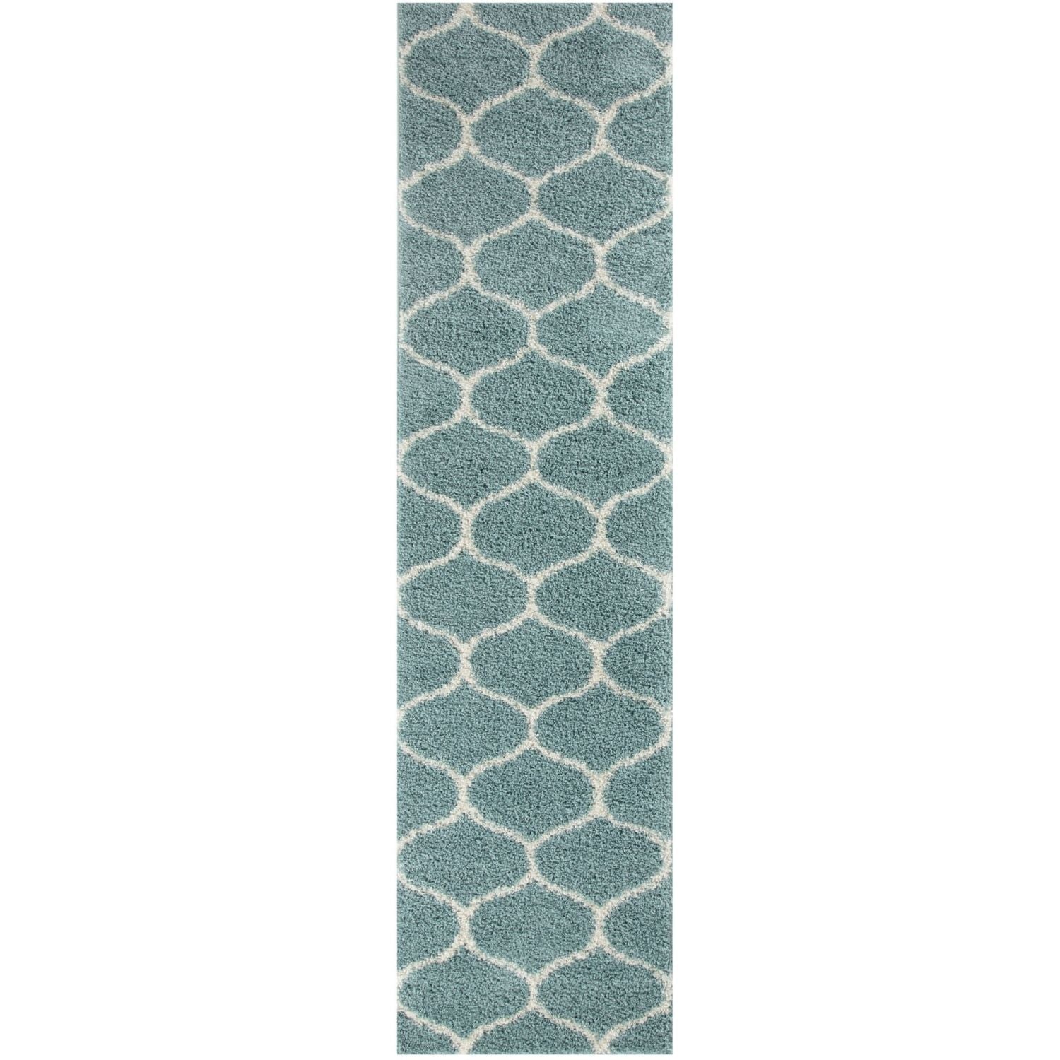 Moroccan Duck Egg Blue Shaggy Rug 80X300 cm