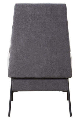 Ash Velvet High Back Chair with Black Metal Legs