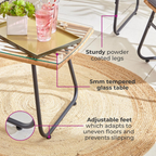 4 Piece Wicker Bamboo Style Garden Sofa, Table & Chairs Set