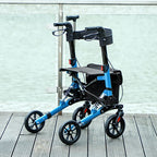 Folding Rollator Walker with Seat, Backrest, Bag, 4 Wheels