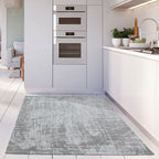Grey Striped Washable Flatweave Rug