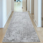 Grey Striped Washable Flatweave Rug