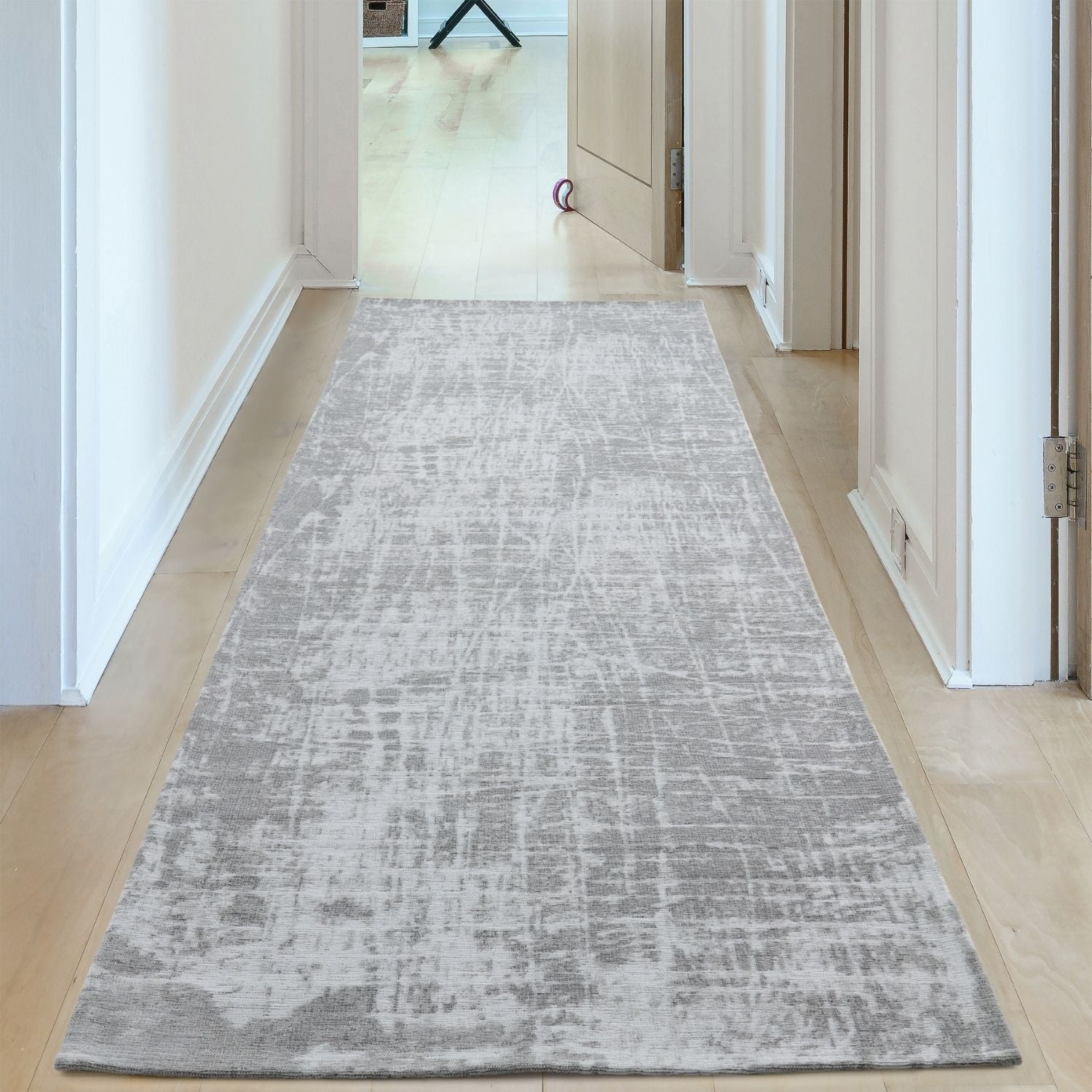 Grey Striped Washable Flatweave Rug