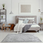 Grey Striped Washable Flatweave Rug